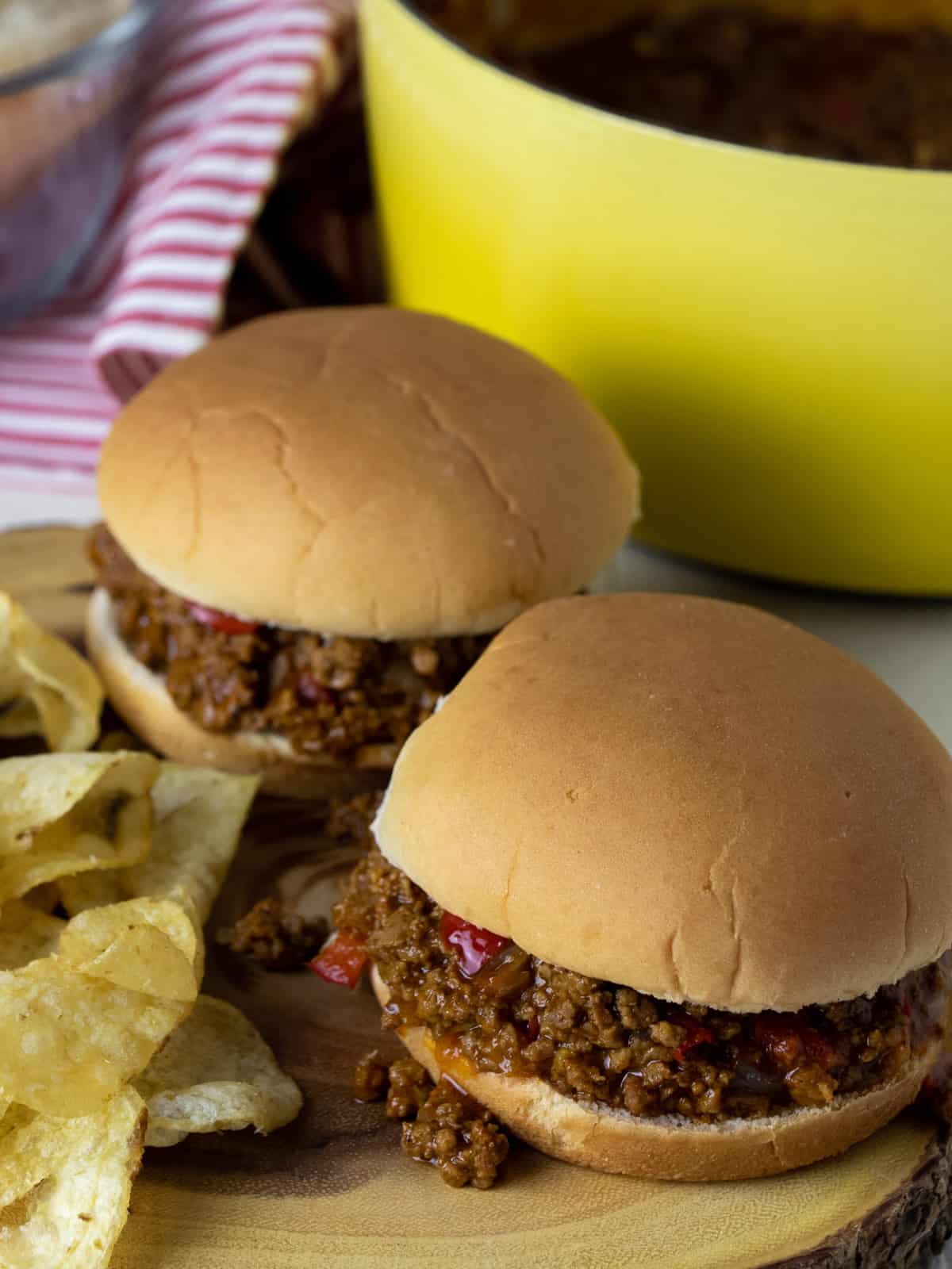 Overhead picture of a sloppy Joe.