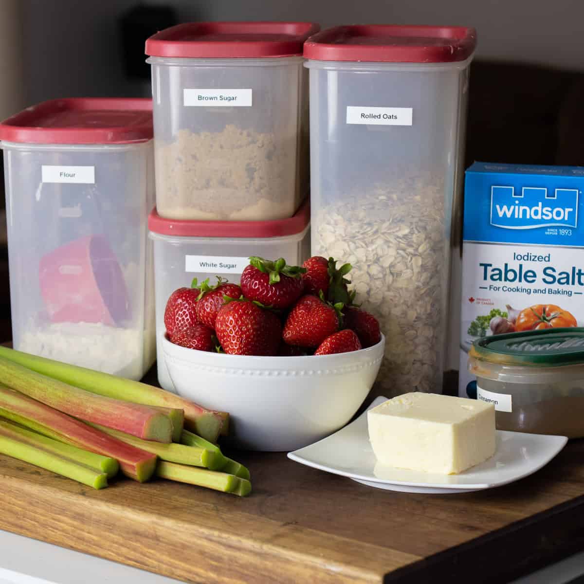 Ingredients gathered onto a cutting board.