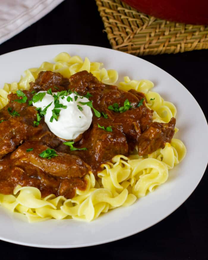 Beef Goulash Recipe with egg noodles - Hungarian Paprika
