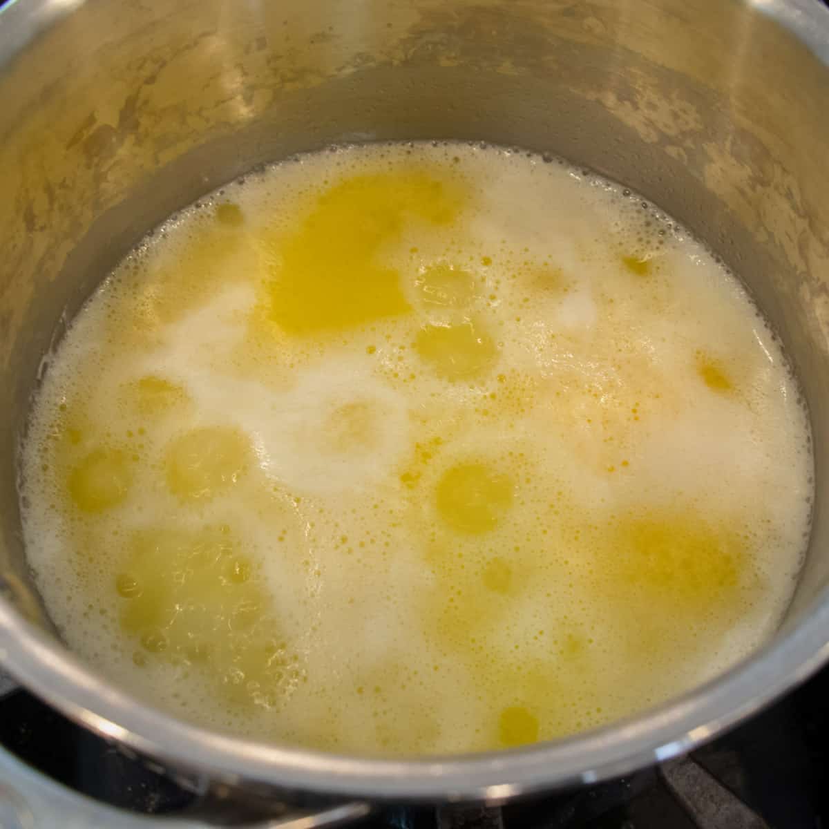 Saucepan of butter melting.