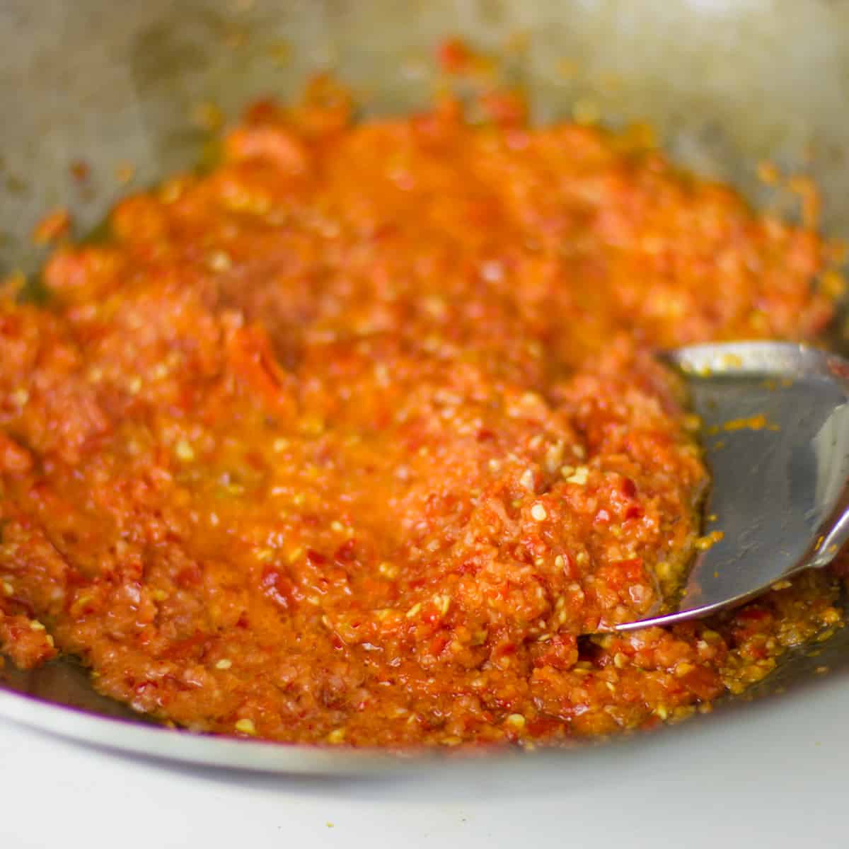 Sautéing ingredients in a wok.