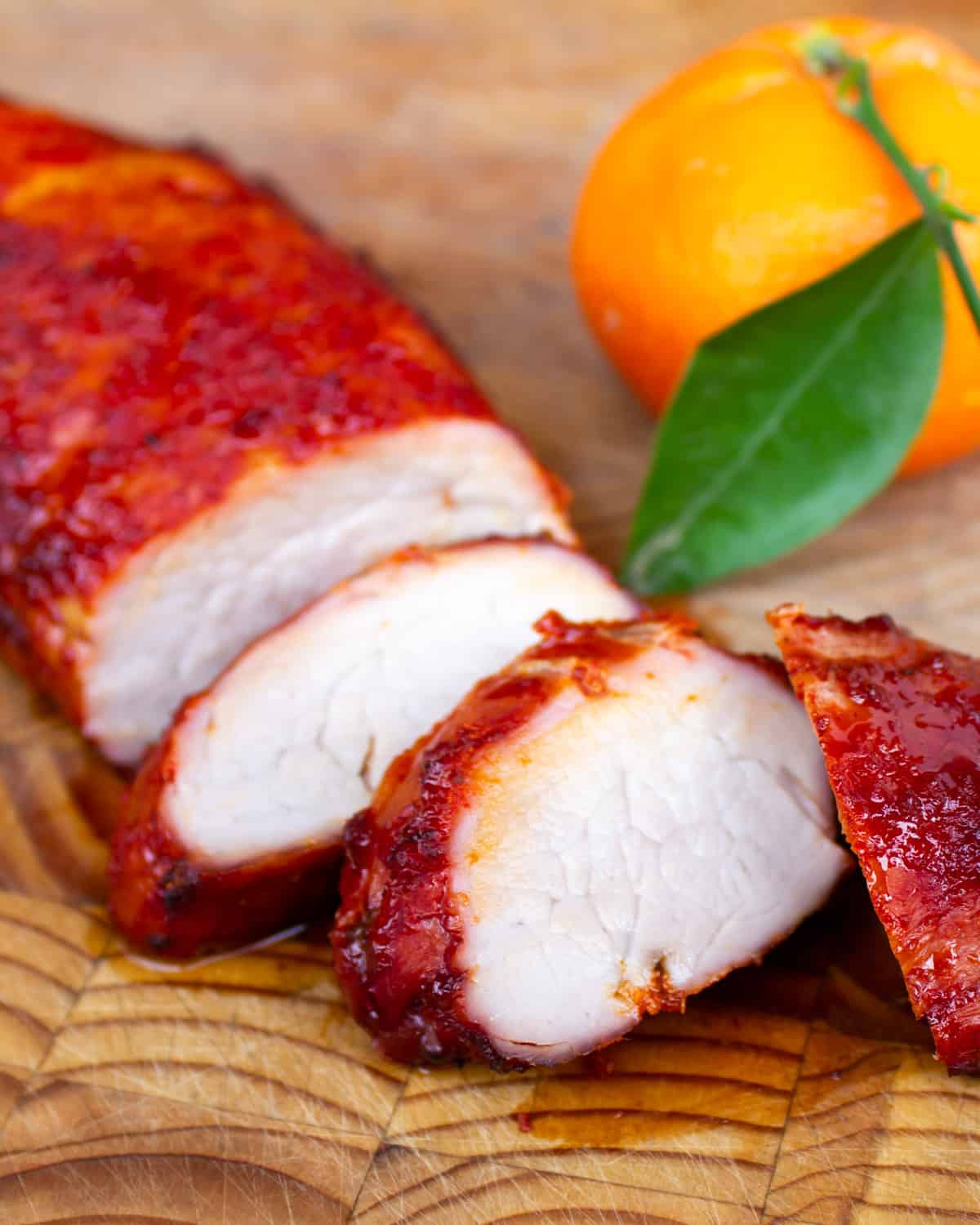 Slices of cooked pork tenderloin.