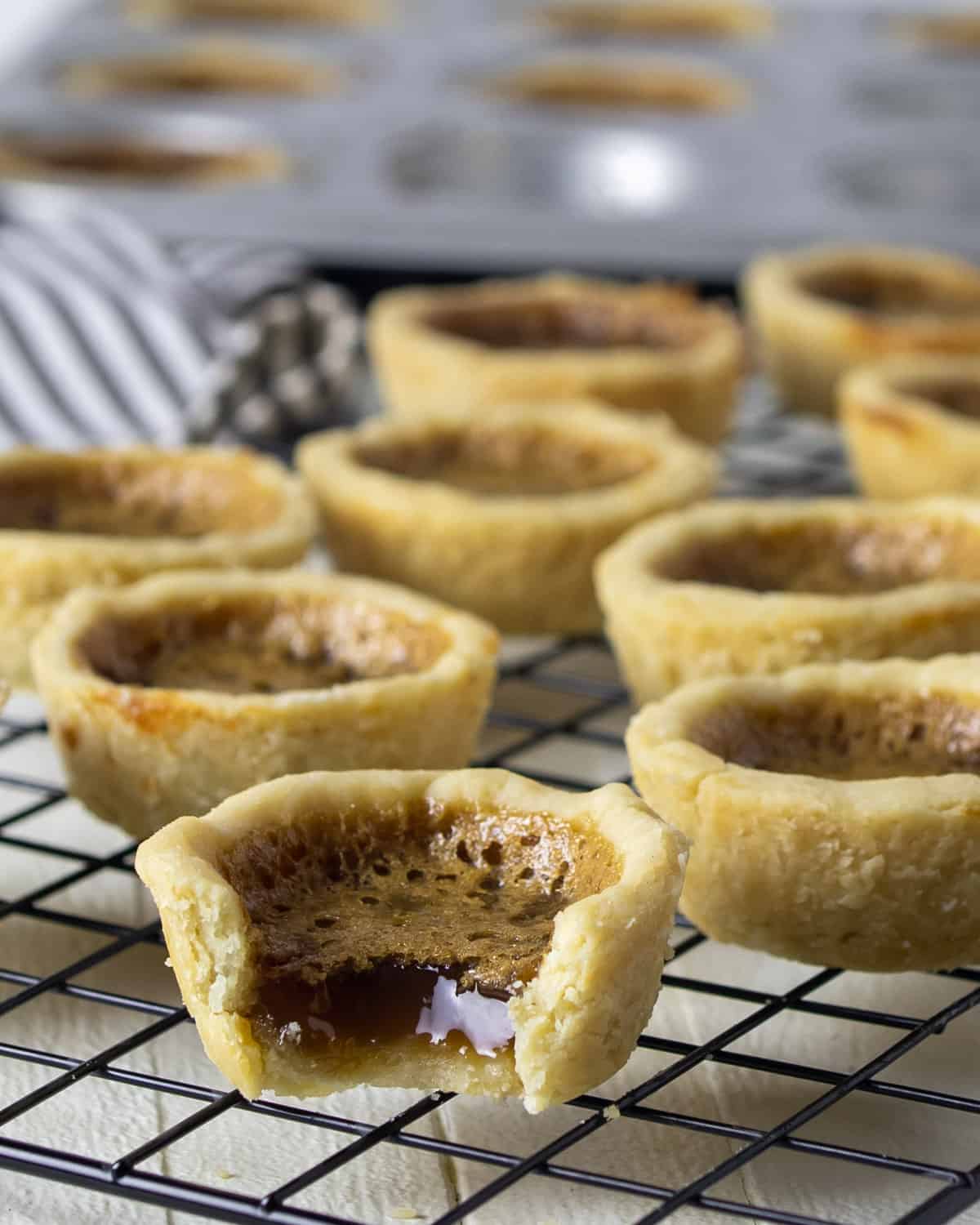 A bite out of a butter tart.