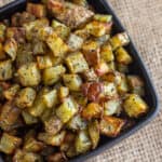 Overhead picture of roasted potatoes.