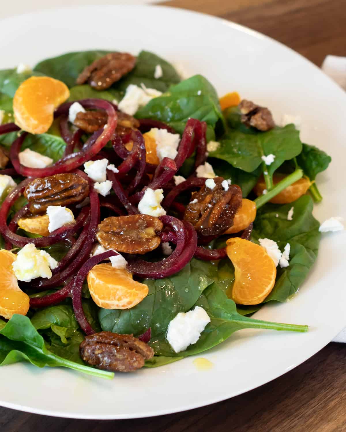 Overhead picture of a fresh salad on a plate.