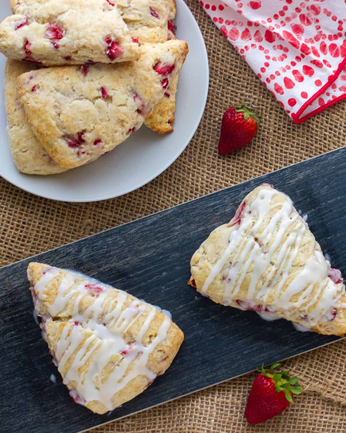 Overhead picture of baked scones.