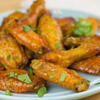 Baked wings on a plate.