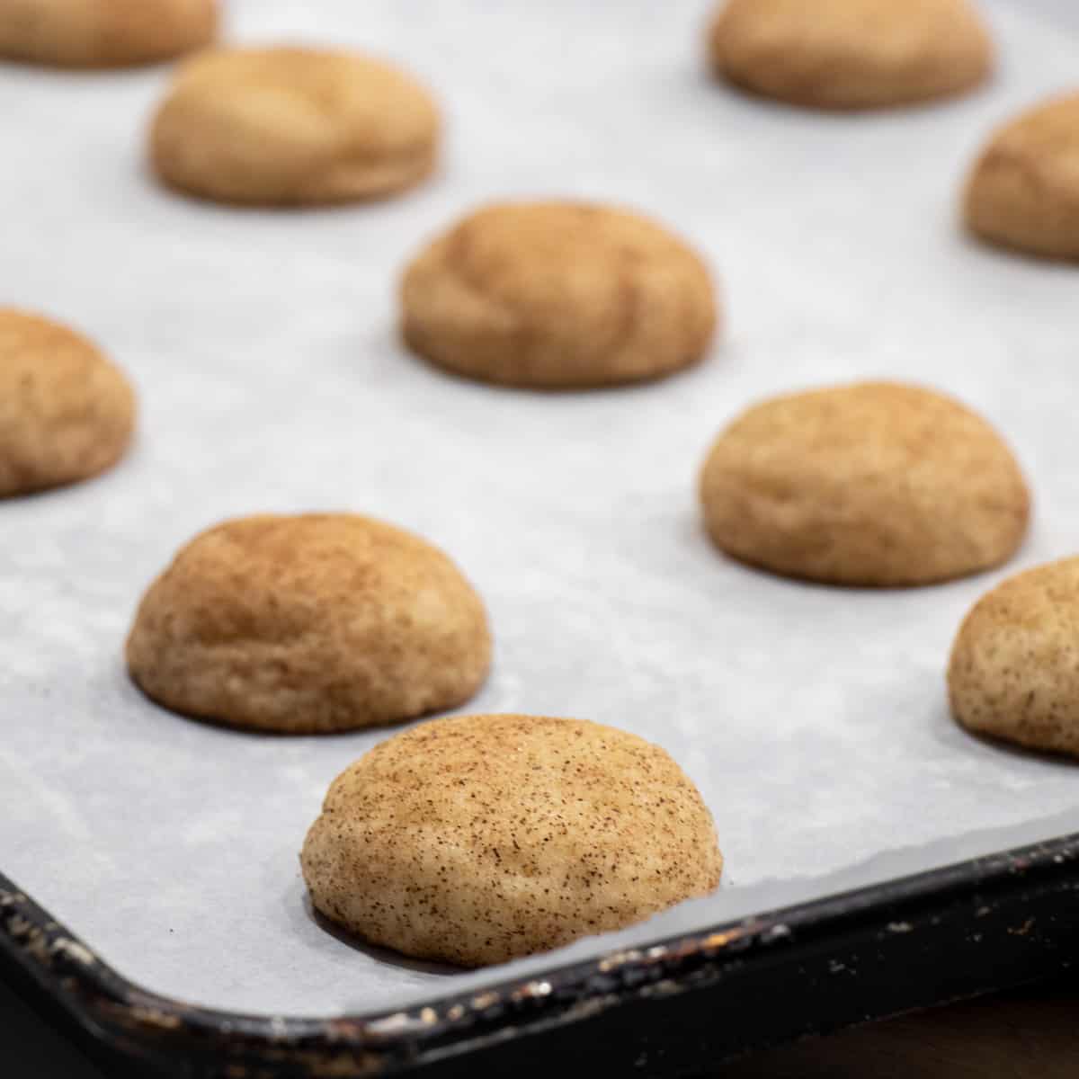 Baked cookies on a baking sheet.