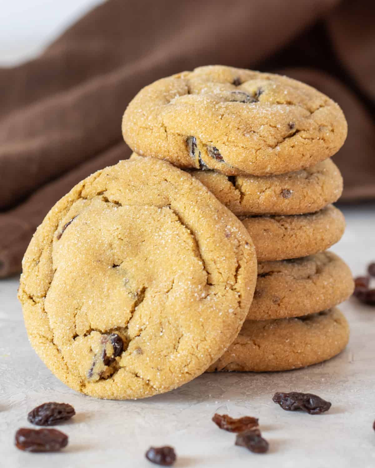 Close up picture of a stack of cookies.