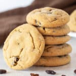 Close up picture of a stack of cookies.