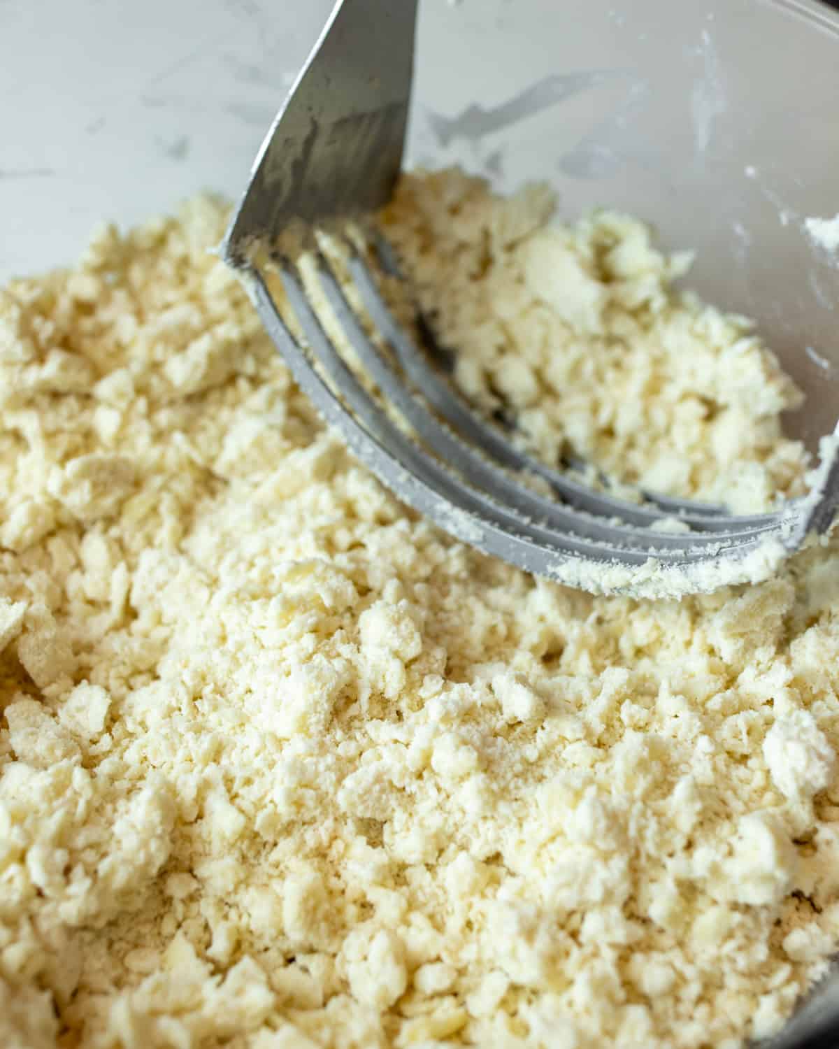 Shortbread raw dough in a bowl.